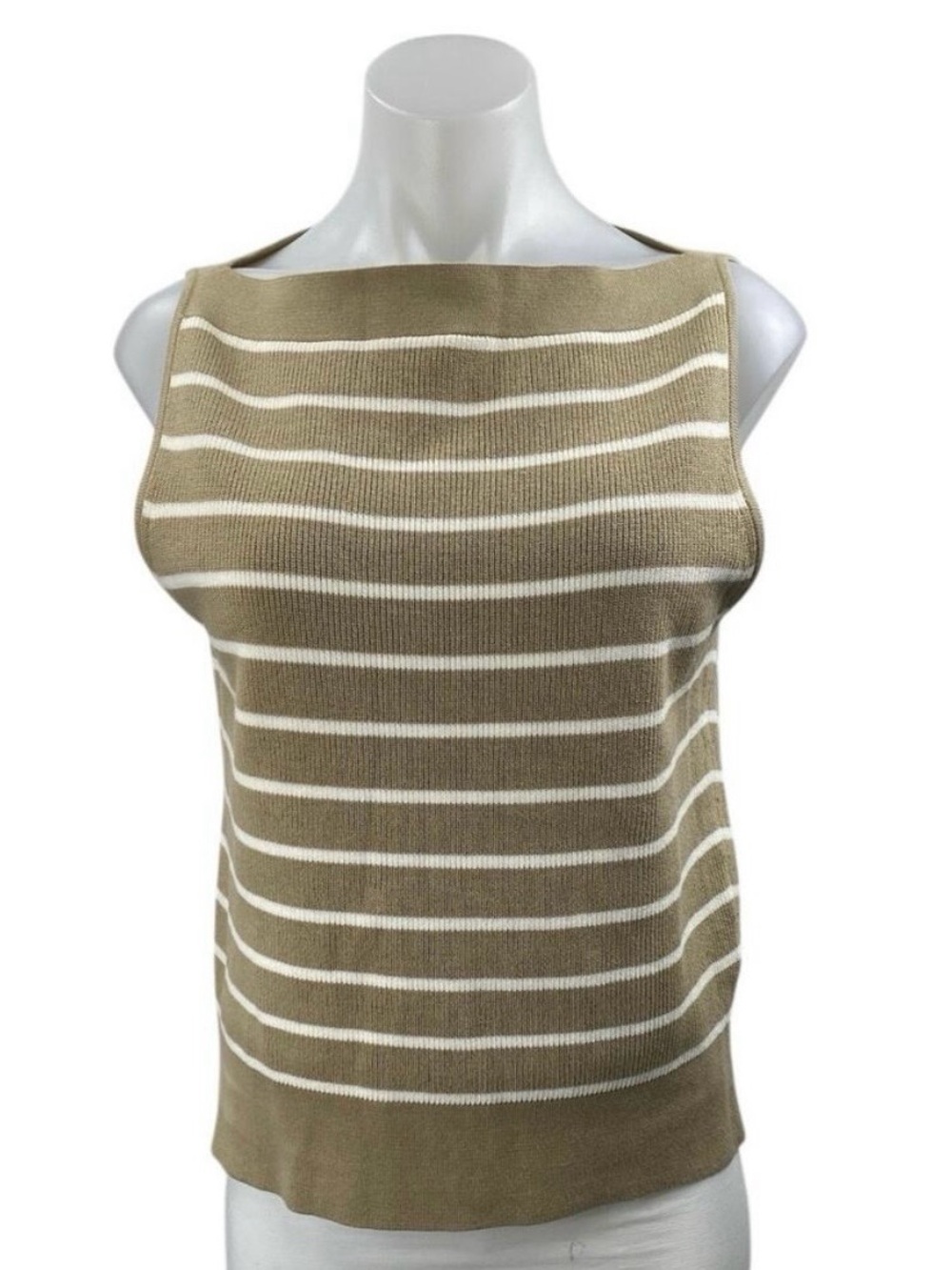 Banana Republic Striped Sleeveless Knit Tank - Tan & Cream